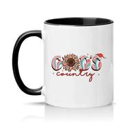 Sassy Souls Gods Country Womens 11oz Ceramic Novelty Mug Leopard Sunflower Religious Tea Coffee Cup Gift Black
