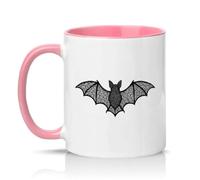 Sassy Souls Gothic Lace Bat Illustration 11oz Ceramic Novelty Mug Spooky Halloween Aesthetic Animal Lovers Tea Coffee Cup Gift Pink