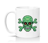 Sassy Souls Green Skull Crossbones 11oz Ceramic Novelty Mug Gothic Humour Horror Art Tea Coffee Cup White