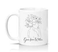 Sassy Souls Grow from Within 11oz Ceramic Novelty Mug Floral Self Growth Inspirational Tea Coffee Cup Gift White