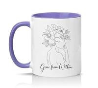 Sassy Souls Grow from Within 11oz Ceramic Novelty Mug Floral Self Growth Inspirational Tea Coffee Cup Gift Light Purple
