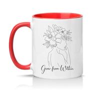 Sassy Souls Grow from Within 11oz Ceramic Novelty Mug Floral Self Growth Inspirational Tea Coffee Cup Gift Red
