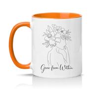 Sassy Souls Grow from Within 11oz Ceramic Novelty Mug Floral Self Growth Inspirational Tea Coffee Cup Gift Orange