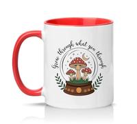 Sassy Souls Grow Through What You Go Through 11oz Ceramic Novelty Mug Mushroom Cottagecore Inspirational Gift Tea Coffee Cup Red