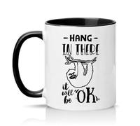 Sassy Souls Hang in There It Will Be OK 11oz Ceramic Novelty Mug Sloth Lovers Tea Coffee Cup Gift Black
