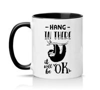 Sassy Souls Hang in There It Will Be OK 11oz Ceramic Novelty Mug Sloth Motivation Animal Lovers Tea Coffee Cup Gift Black