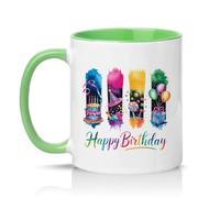 Sassy Souls Happy Birthday 11oz Ceramic Novelty Mug Celebration Birthday Tea Coffee Cup Gift Green