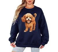 Sassy Souls Happy Cockapoo Dog Lovers Animals Womens Sweatshirt Graphic Pullover Jumper Pet Owner Gift M Navy Blue