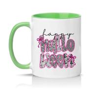 Sassy Souls Happy Halloween Womens 11oz Ceramic Novelty Mug Pink Gothic Lace Pattern Tea Coffee Cup Gift Green