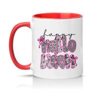 Sassy Souls Happy Halloween Womens 11oz Ceramic Novelty Mug Pink Gothic Lace Pattern Tea Coffee Cup Gift Red