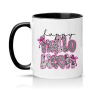 Sassy Souls Happy Halloween Womens 11oz Ceramic Novelty Mug Pink Gothic Lace Pattern Tea Coffee Cup Gift Black