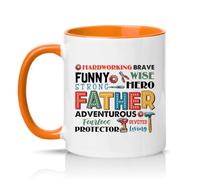 Sassy Souls Hardworking Brave Funny Wise Strong Hero Father Adventurous Fearless Devoted Protector Loving Mens 11oz Ceramic Novelty Mug Tea Coffee Cup Orange
