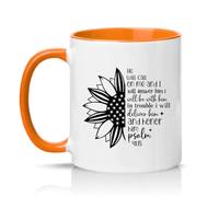 Sassy Souls He Will Call On Me and I Will Answer Him I Will Be with Him in Trouble I Will Deliver Him and Honor Him Psalm 41 15 11oz Ceramic Novelty Mug Religious Gift Orange