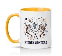 Sassy Souls Hidden Wonders 11oz Ceramic Novelty Mug Crystal Healing Mystical Tea Coffee Cup Gift Golden Yellow