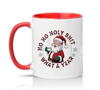 Sassy Souls Ho Ho Holy Shit What A Year 11oz Ceramic Novelty Mug Christmas Tea Coffee Cup Gift Red