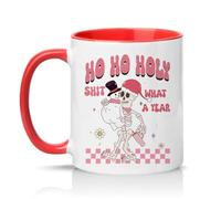 Sassy Souls Ho Ho Holy Shit What A Year 11oz Ceramic Novelty Mug Sarcastic Christmas Tea Coffee Cup Gift Red