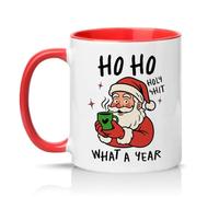 Sassy Souls Ho Ho Holy Shit What A Year 11oz Ceramic Novelty Mug Sarcastic Christmas Tea Coffee Cup Red