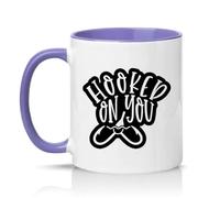Sassy Souls Hooked On You 11oz Ceramic Novelty Mug Fishing Romance Tea Coffee Cup Gift Light Purple
