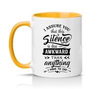 Sassy Souls I Assure You that This Silence is Less Awkward Than Anything I Have to Say 11oz Ceramic Novelty Mug Office Humour Tea Coffee Cup Golden Yellow