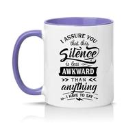 Sassy Souls I Assure You that This Silence is Less Awkward Than Anything I Have to Say 11oz Ceramic Novelty Mug Office Humour Tea Coffee Cup Light Purple