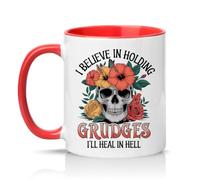 Sassy Souls I Believe in Holding Grudges Ill Heal in Hell 11oz Ceramic Novelty Mug Gothic Sarcasm Dark Humour Tea Coffee Cup Gift Red