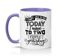 Sassy Souls I Cant Talk to You Today I Talked to Two People Yesterday 11oz Ceramic Novelty Mug Introvert Office Humour Tea Coffee Cup Gift Light Purple