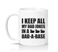 Sassy Souls I Keep All My Dad Jokes in A Dad-A-Base Mens 11oz Ceramic Novelty Mug Dad Jokes Dad Humour Tea Coffee Cup Gift White