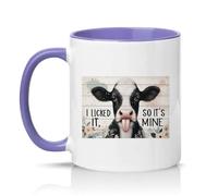 Sassy Souls I Licked It So Its Mine 11oz Ceramic Novelty Mug Cow Lovers Farm Animal Tea Coffee Cup Gift Light Purple