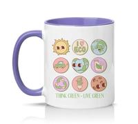 Sassy Souls I Love Eco Think Green Live Green 11oz Ceramic Novelty Mug Sustainable Living Environmentalism Tea Coffee Cup Gift Light Purple