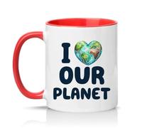 Sassy Souls I Love Our Planet 11oz Ceramic Novelty Mug Earth Day Environmental Awareness Tea Coffee Cup Red