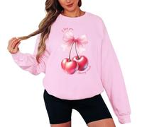 Sassy Souls I Love You Cherry Much Womens Sweatshirt Cute Cherry Graphic Pullover Jumper Gift For Her Valentines Day Sweatshirt M Light Pink