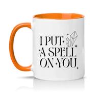 Sassy Souls I Put A Spell On You 11oz Ceramic Novelty Mug Witchcraft Halloween Mystical Crystal Lover Tea Coffee Cup Gift Orange