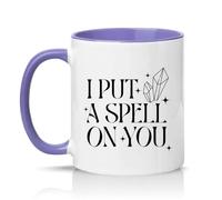 Sassy Souls I Put A Spell On You 11oz Ceramic Novelty Mug Witchcraft Halloween Mystical Crystal Lover Tea Coffee Cup Gift Light Purple