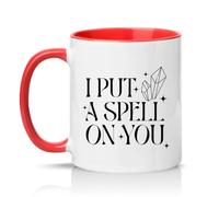 Sassy Souls I Put A Spell On You 11oz Ceramic Novelty Mug Witchcraft Halloween Mystical Crystal Lover Tea Coffee Cup Gift Red