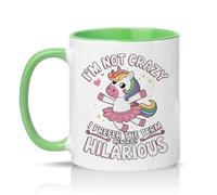 Sassy Souls Im Not Crazy I Prefer The Term Mentally Hilarious Womens 11oz Ceramic Novelty Mug Unicorn Humour Tea Coffee Cup Gift Green