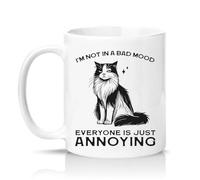 Sassy Souls Im Not in A Bad Mood Everyone is Just Annoying 11oz Ceramic Novelty Mug Grumpy Cat Pet Owners Office Humour Tea Coffee Cup Gift White