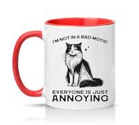 Sassy Souls Im Not in A Bad Mood Everyone is Just Annoying 11oz Ceramic Novelty Mug Grumpy Cat Pet Owners Office Humour Tea Coffee Cup Gift Red