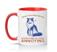 Sassy Souls Im Not in A Bad Mood Everyone is Just Annoying 11oz Ceramic Novelty Mug Sarcastic Cat Humour Tea Coffee Cup Gift Red