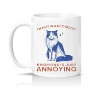 Sassy Souls Im Not in A Bad Mood Everyone is Just Annoying 11oz Ceramic Novelty Mug Sarcastic Cat Humour Tea Coffee Cup Gift White