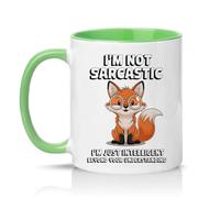 Sassy Souls Im Not Sarcastic Im Just Intelligent Beyond Your Understanding 11oz Ceramic Novelty Mug Intelligent Fox Sarcastic Humour Tea Coffee Cup Gift Green