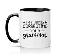 Sassy Souls Im Silently Correcting Your Grammar 11oz Ceramic Novelty Mug English Teacher Grammar Nerd Tea Coffee Cup Gift Black