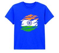 Sassy Souls Indian Flag India Countries Unisex Kids Graphic T-Shirt Distressed National Design 14-15 Years Royal