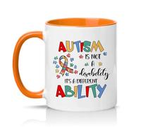 Sassy Souls is Not A Disability Its A Different Ability 11oz Ceramic Novelty Mug Awareness Support Tea Coffee Cup Gift Orange