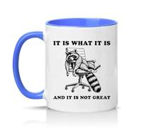 Sassy Souls It is What It is and It is Not 11oz Ceramic Novelty Mug Sarcastic Office Humour Tea Coffee Cup Blue