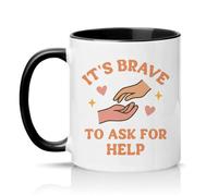 Sassy Souls Its Brave to Ask for Help 11oz Ceramic Novelty Mug Wellness Support Mental Health Tea Coffee Cup Gift Black