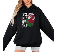 Sassy Souls Its In My DNA Welsh Pride National Identity Womens Graphic Hoodie Sweatshirt For Ladies Pullover Hoodies Heritage Gift Idea M (12-14) Black