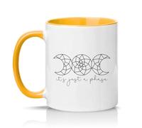 Sassy Souls Its Just A Phase 11oz Ceramic Novelty Mug Moon Phases Celestial Tea Coffee Cup Gift Golden Yellow