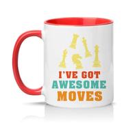 Sassy Souls Ive Got Awesome Moves 11oz Ceramic Novelty Mug Chess Strategy Gaming Tea Coffee Cup Gift Red