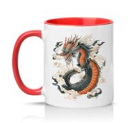 Sassy Souls Japanese Dragon Art 11oz Ceramic Novelty Mug Fantasy Mythology Tea Coffee Cup Gift Red