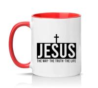 Sassy Souls Jesus The Way The Truth The Life 11oz Ceramic Novelty Mug Christian Religious Bible Verse Tea Coffee Cup Gift Red